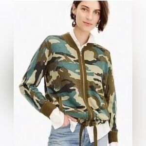 JCrew Camo Bomber Sweater Jacket XS